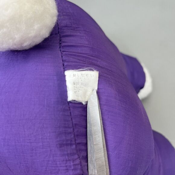 Rabbit Puffy Style Plush Nylon Parachute Purple Pink Bunny Slippers Vintage - Picture 9 of 12